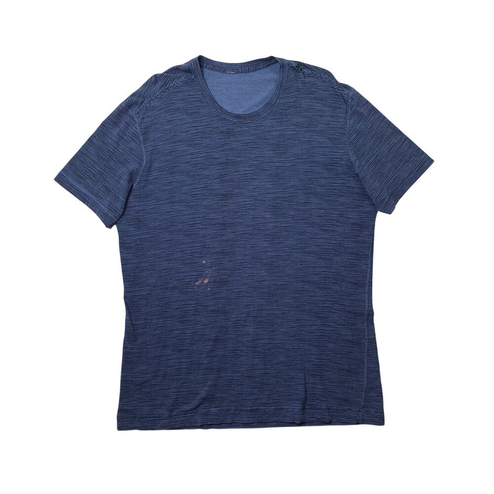 Lululemon Shirt Mens L Large Navy Roll Out Crew Neck Short Sleeve Tech *READ